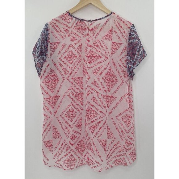CAbi Women's Coquette Geometric Floral Sheer Top Blouse Size XL‎ Preppy Career - Picture 2 of 11